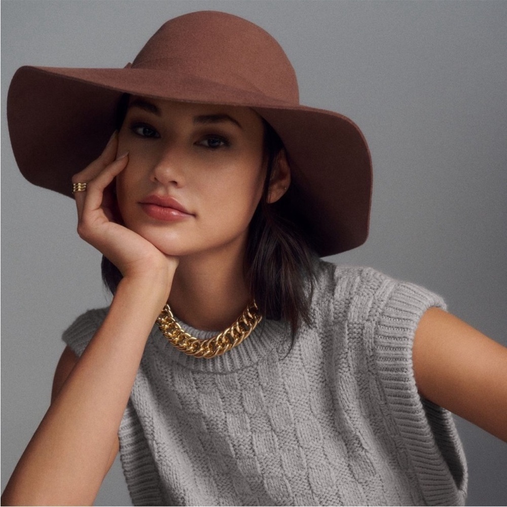 Anthropologie NWT San Diego Hat Co Packable Floppy Hat Brown Adjustable